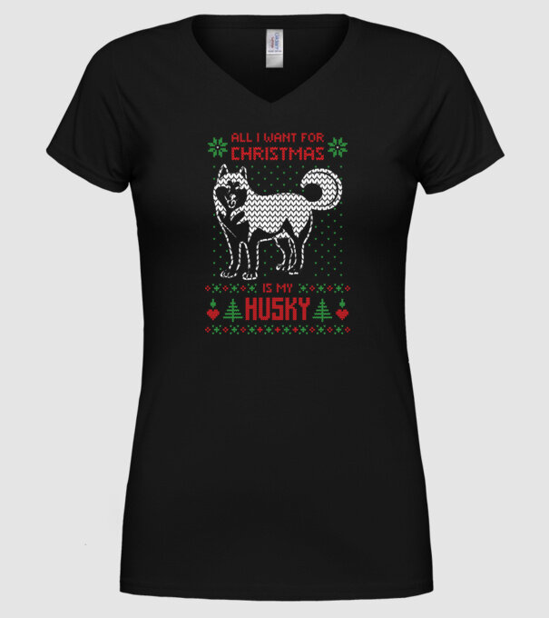 Husky model negru pe tricou
