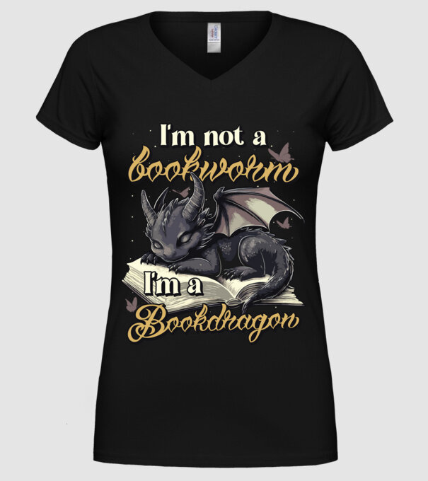 I am not a bookworm i am a bookdragon model negru pe tricou