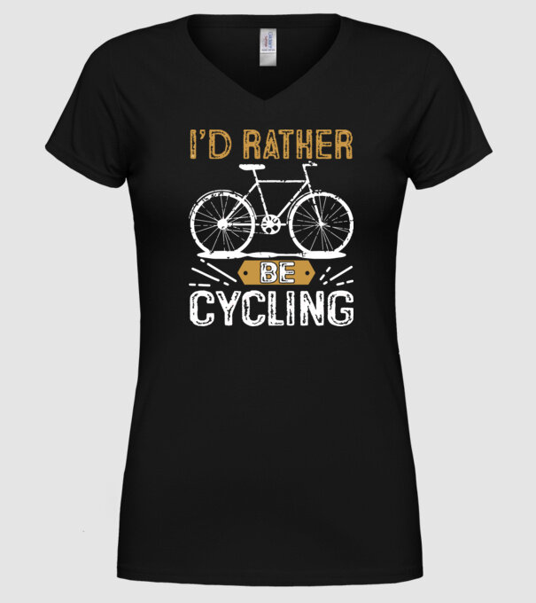 I'd rather be cycling model negru pe tricou