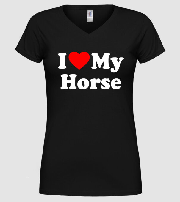 i ove my horse model negru pe tricou