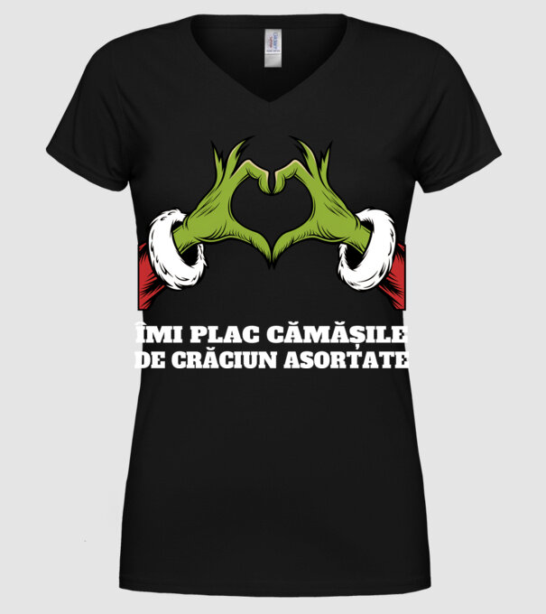 Îmi plac cămășile de crăciun asortate negru model negru pe tricou