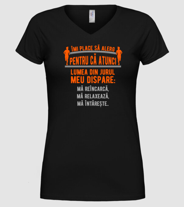 îmi place să alerg pentru că atunci lumea din jurul meu dispare: mă reîncarcă, mă relaxează, mă întărește.. model negru pe tricou