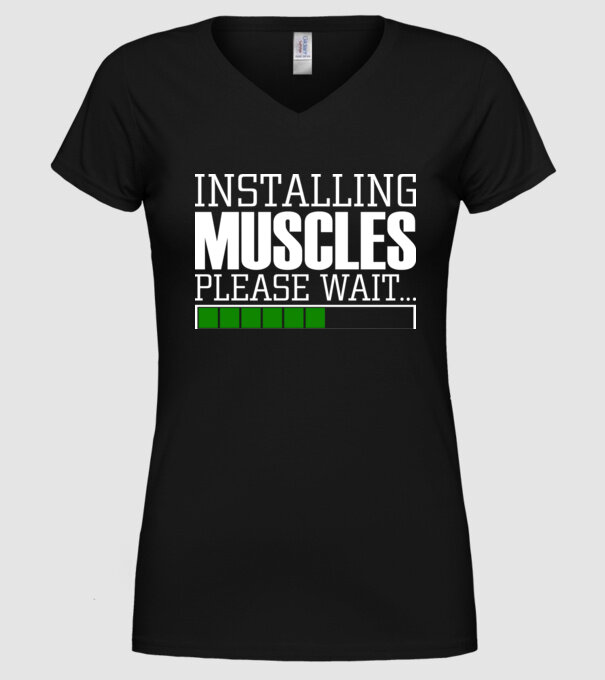 Încărcare mușchi în curs model negru pe tricou