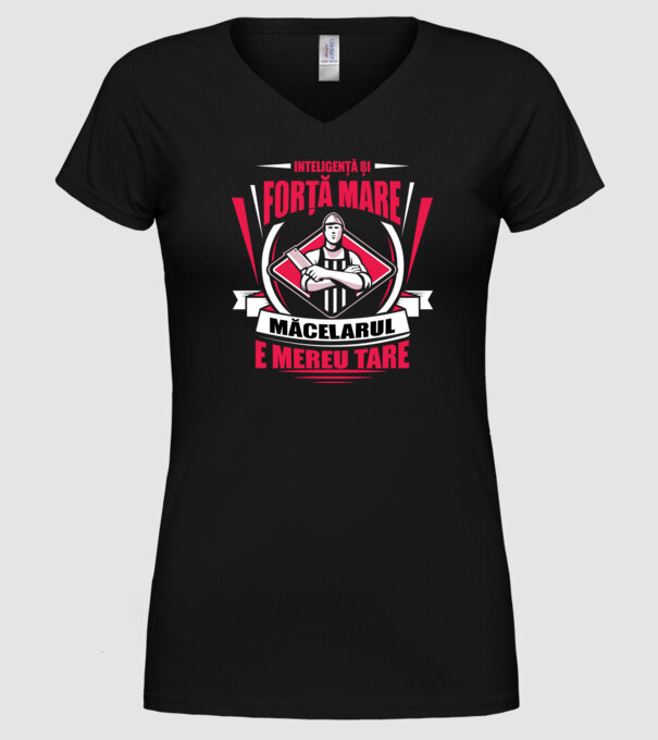 Inteligență și forță mare, măcelarul e mereu tare model negru pe tricou