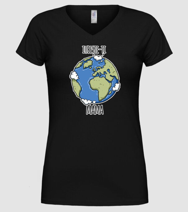 iubește-ți mama model negru pe tricou