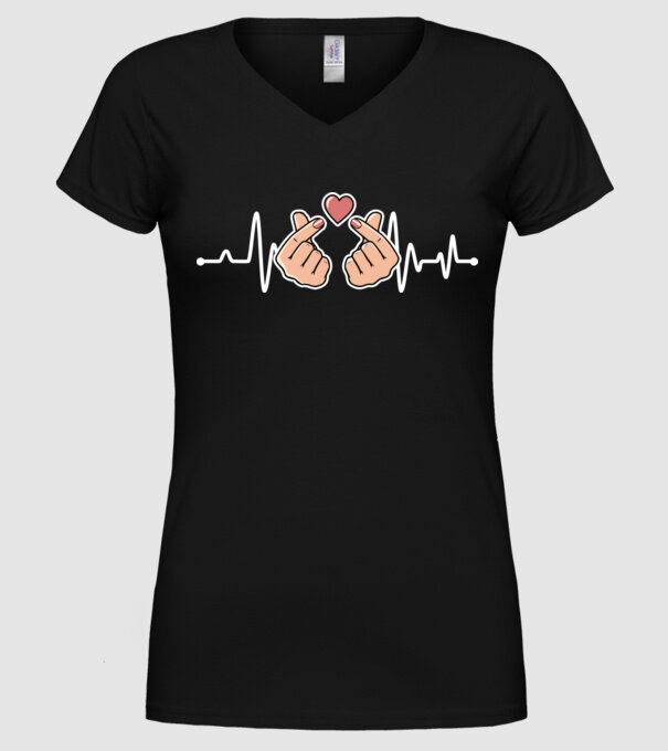 Kpop heartbeat model negru pe tricou