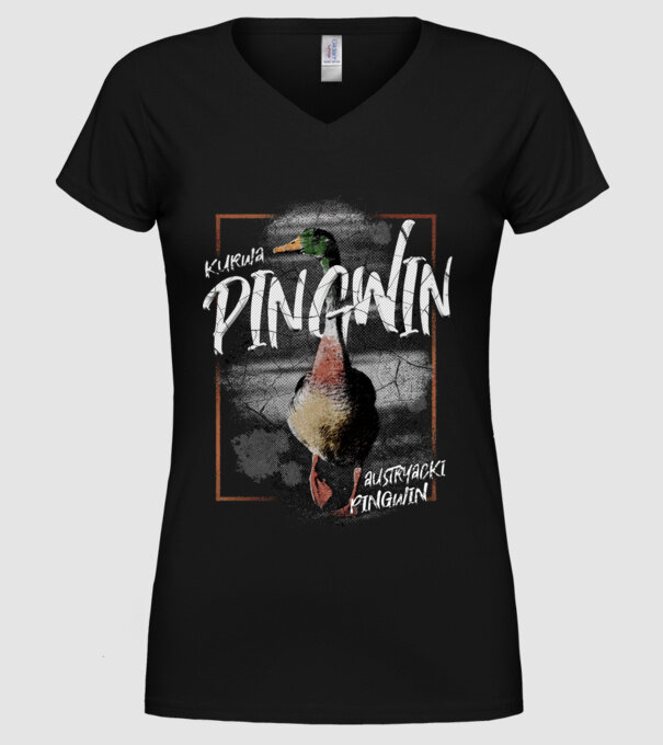 Kurwa pingwin model negru pe tricou