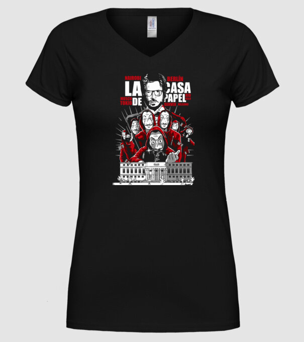 la casa de papel family model negru pe tricou