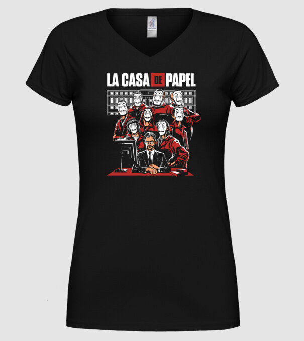 La casa de papel grupo model negru pe tricou