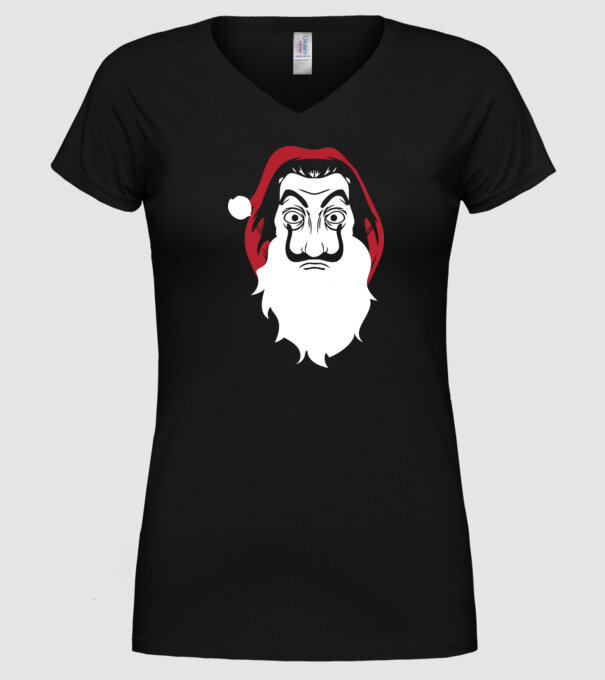 la casa de papel santa model negru pe tricou