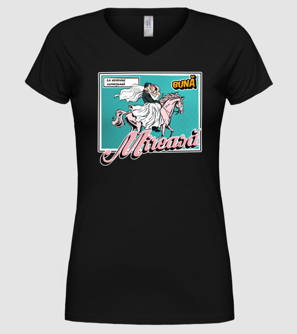 La revedere domnișoară, bună mireasă model negru pe tricou