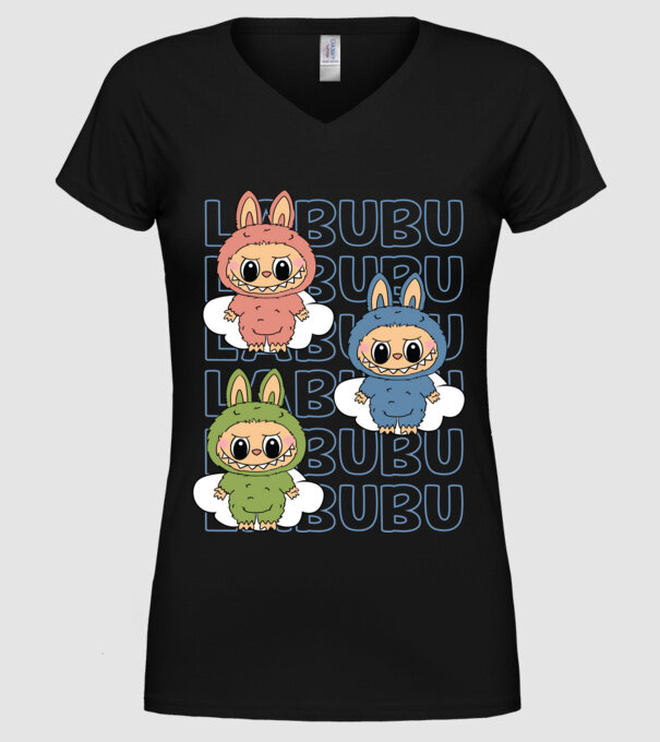 LABUBU model negru pe tricou
