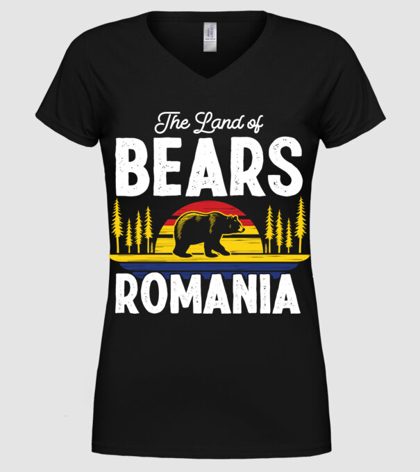 Land of Bears model negru pe tricou