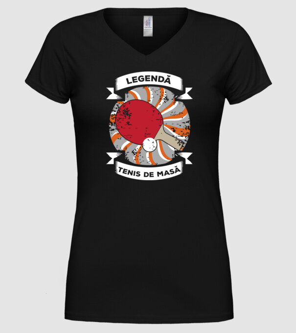 Legendă tenis de masă model negru pe tricou