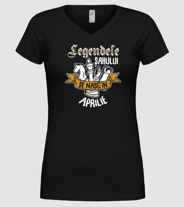 Legendele șahului se nasc în aprilie model negru pe tricou