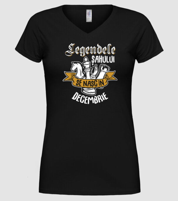 Legendele șahului se nasc în decembrie model negru pe tricou