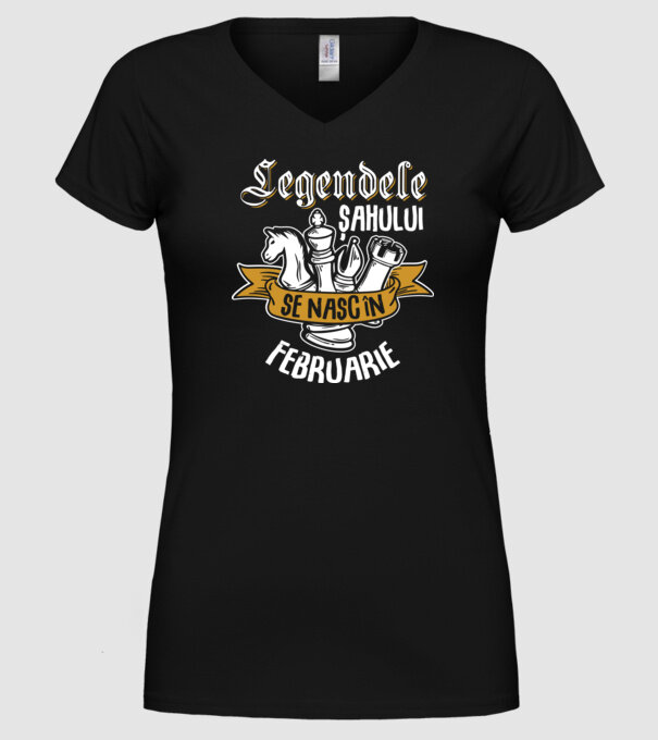 Legendele șahului se nasc în februarie model negru pe tricou