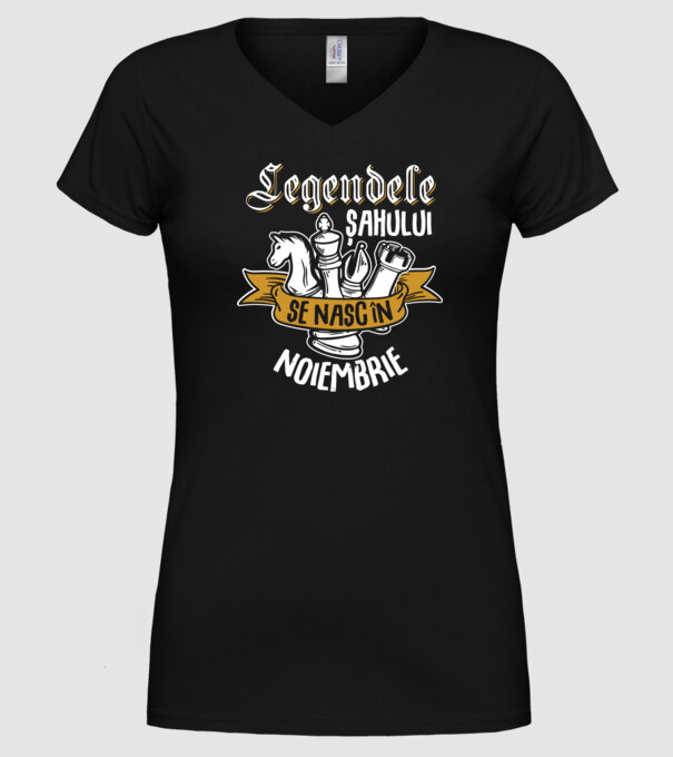 Legendele șahului se nasc în noiembrie model negru pe tricou