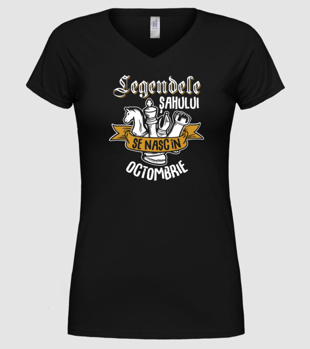 Legendele șahului se nasc în octombrie model negru pe tricou