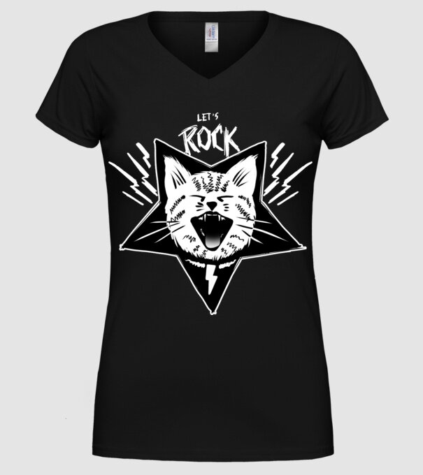 Let's rock model negru pe tricou