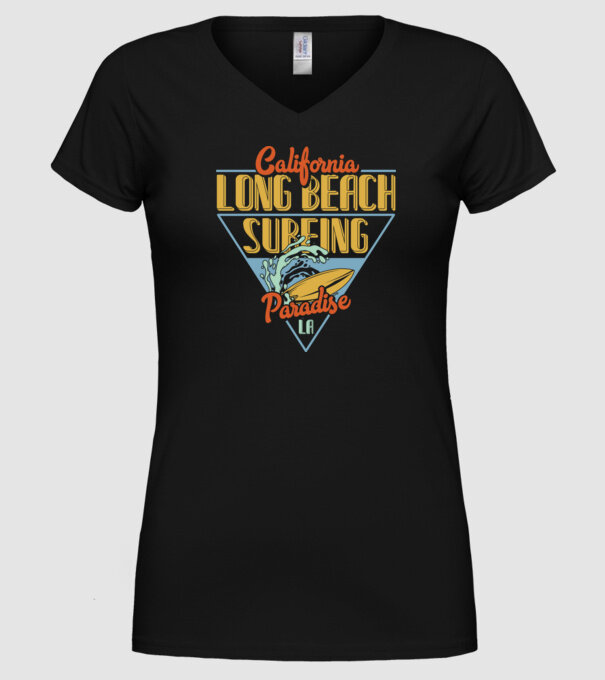 Long Beach model negru pe tricou