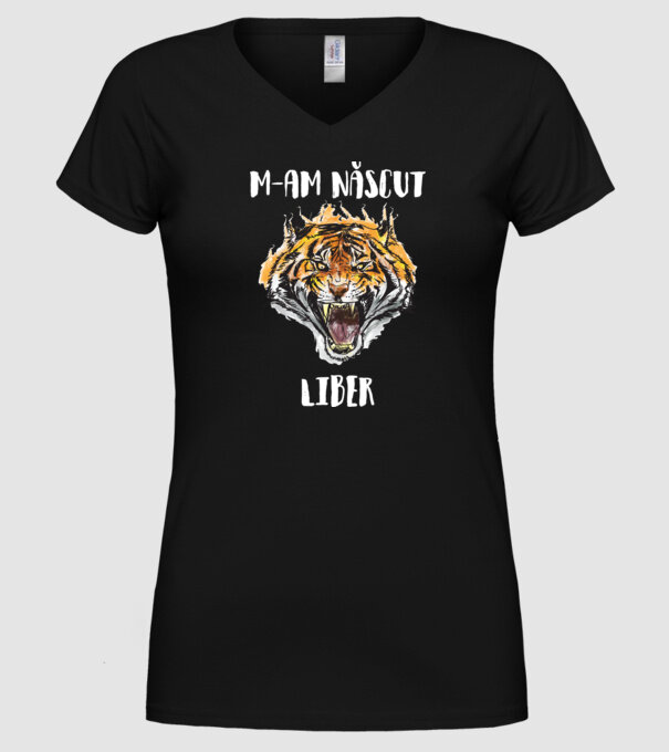 m-am născut liber model negru pe tricou