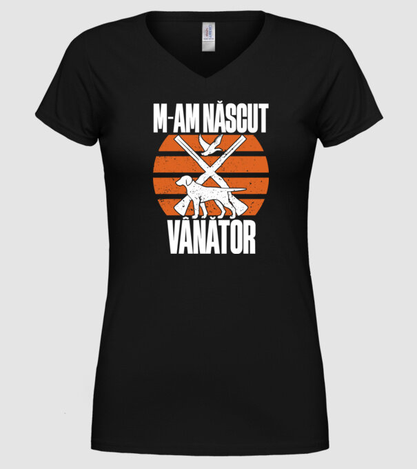 M-am născut vânător model negru pe tricou