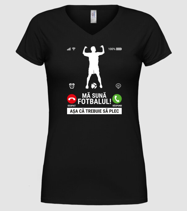 Mă sună fotbalul model negru pe tricou
