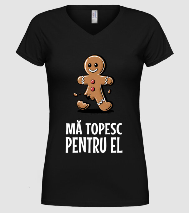 Mă topesc pentru el Negru model negru pe tricou