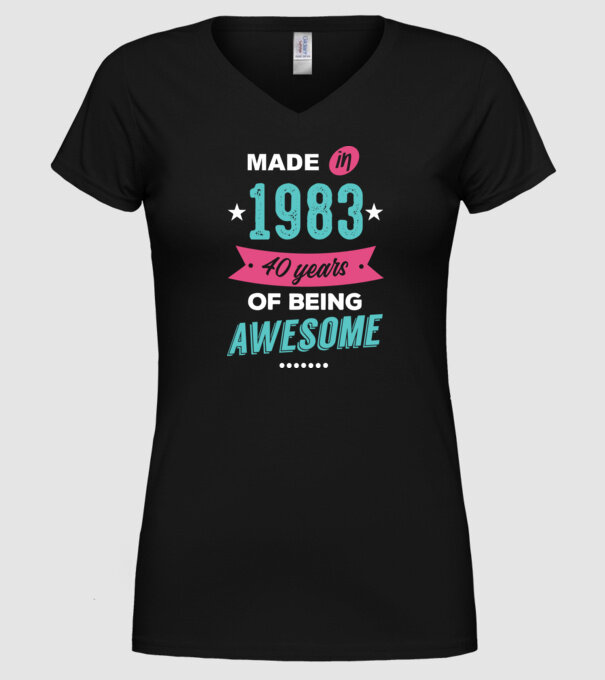 Made in 1983 model negru pe tricou