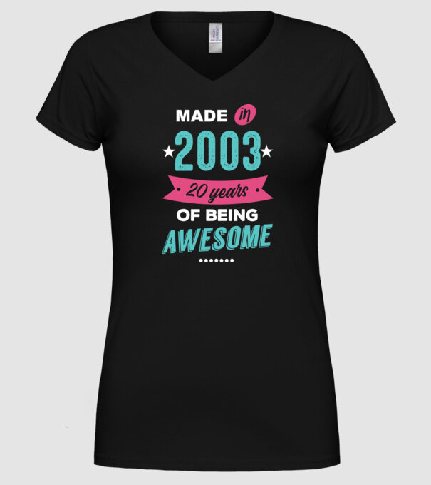 Made in 2003 model negru pe tricou