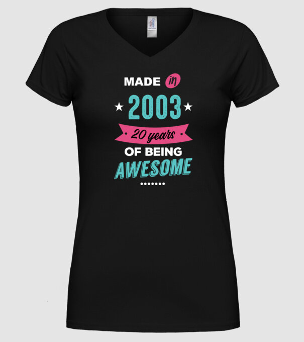 MADE IN 2003 model negru pe tricou