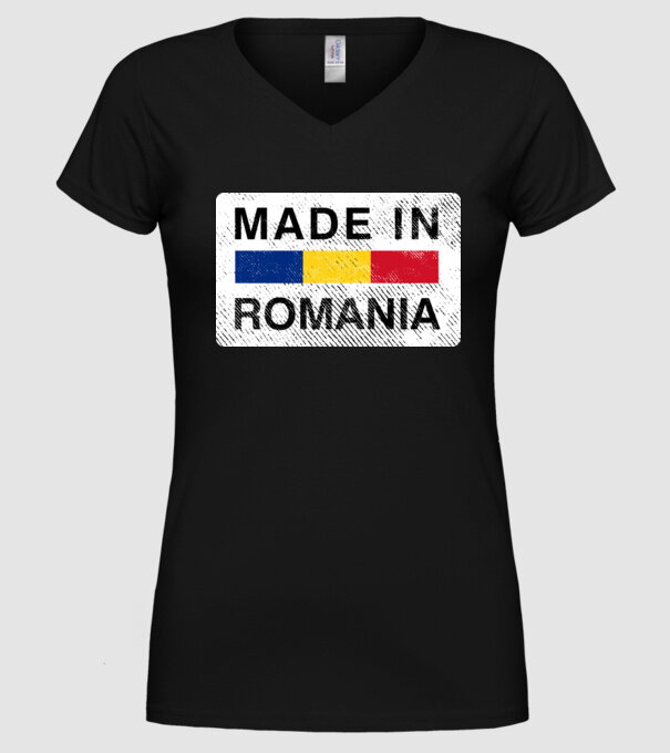 made in romania model negru pe tricou