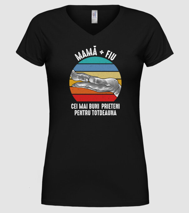 Mamă + fiu - Cei mai buni prieteni pentru totdeauna model negru pe tricou