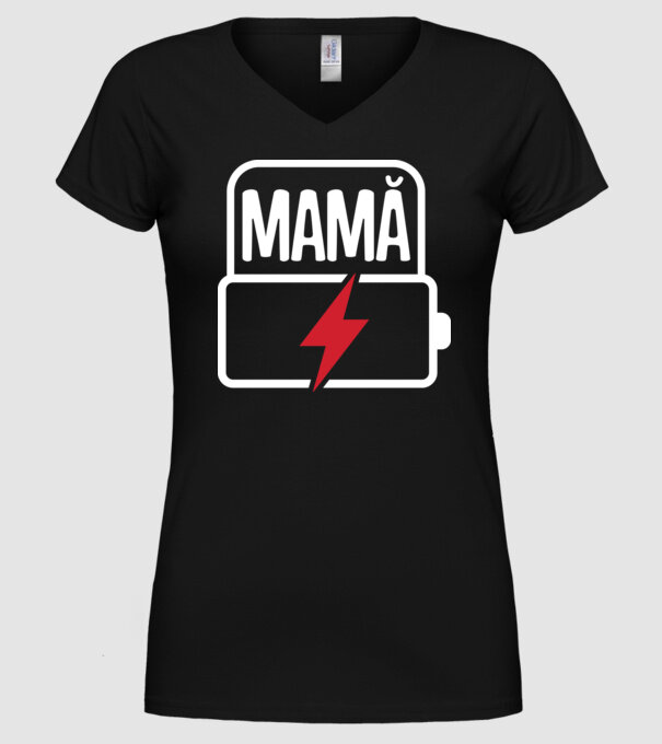 Mamă la încărcat model negru pe tricou