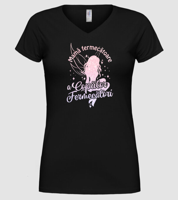 Mamă fermecătoare a copiilor fermecători model negru pe tricou