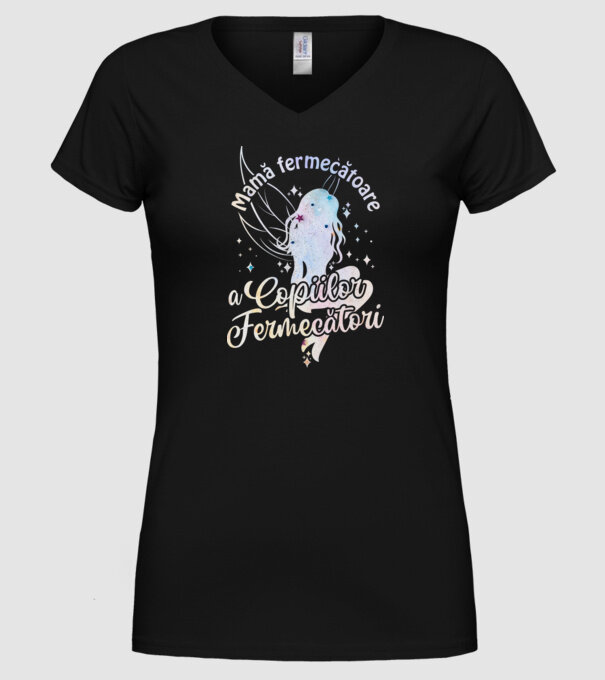 Mamă fermecătoare a copiilor fermecători model negru pe tricou