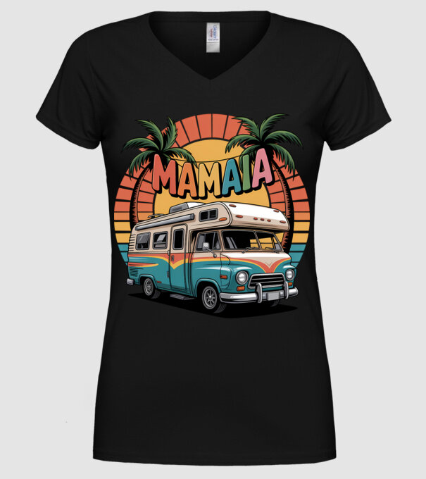 MAMAIA model negru pe tricou