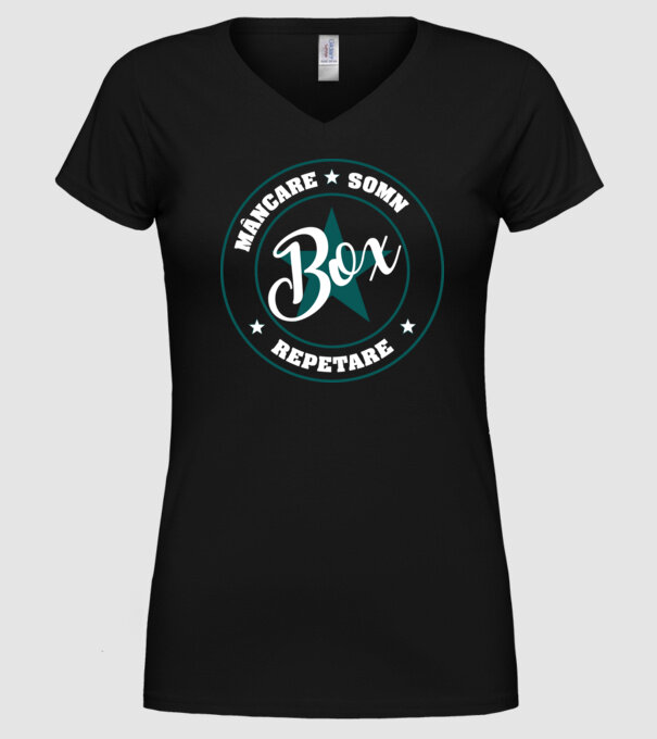mâncare somn box reluare model negru pe tricou