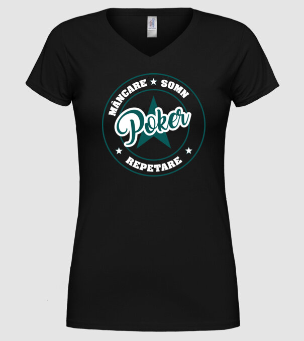 mâncare somn repetare POKER model negru pe tricou