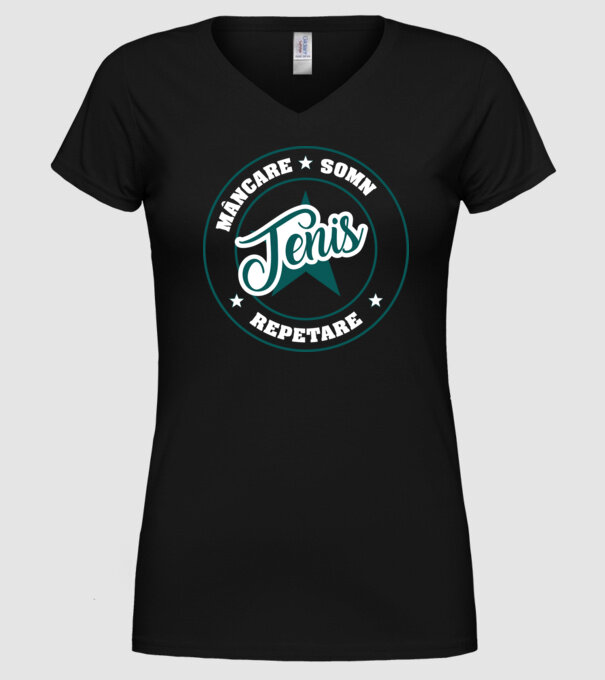 mâncare somn repetare TENIS model negru pe tricou
