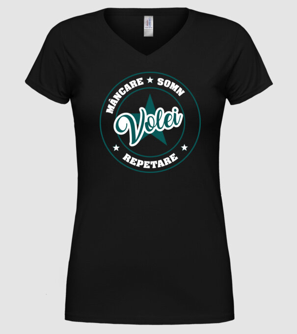 mâncare somn repetare VOLEI model negru pe tricou