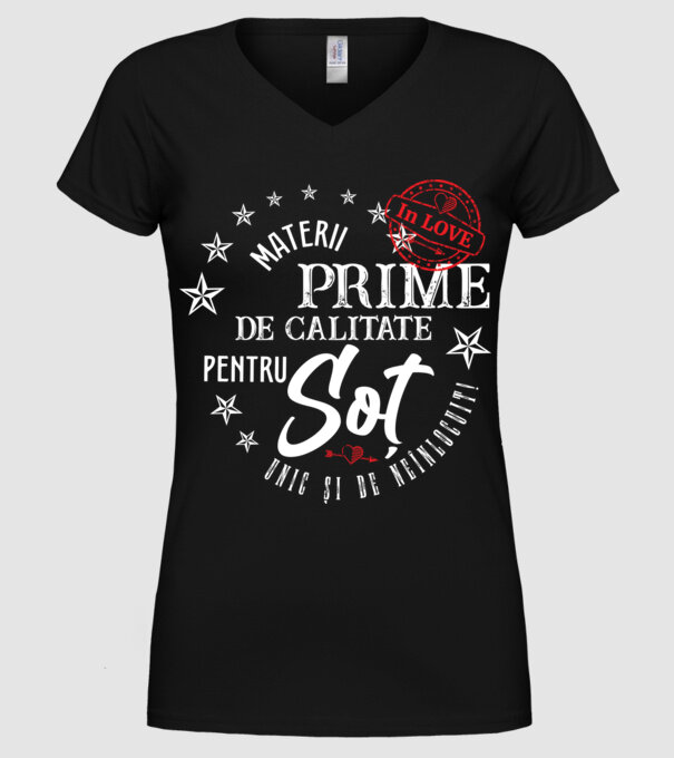 Materii prime de calitate pentru soț model negru pe tricou