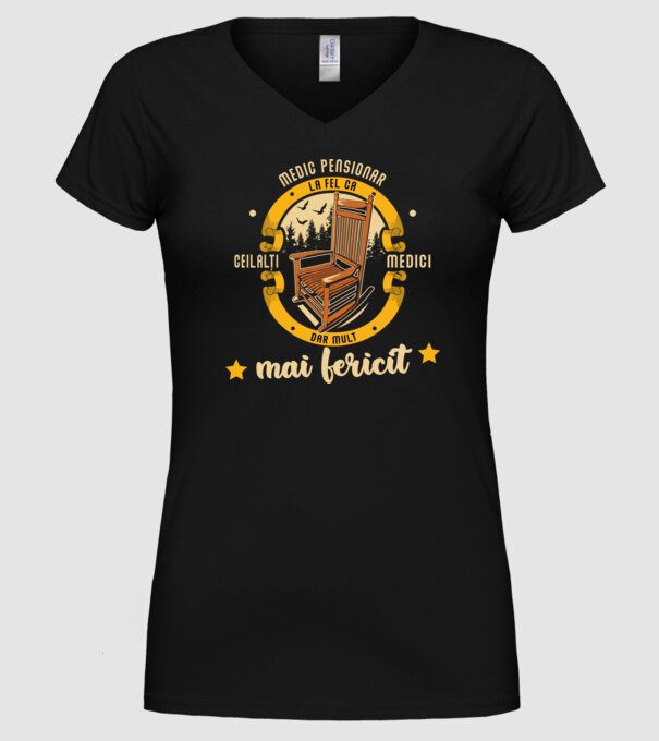MEDIC pensionar - la fel ca ceilalți medici, dar mult mai fericit model negru pe tricou