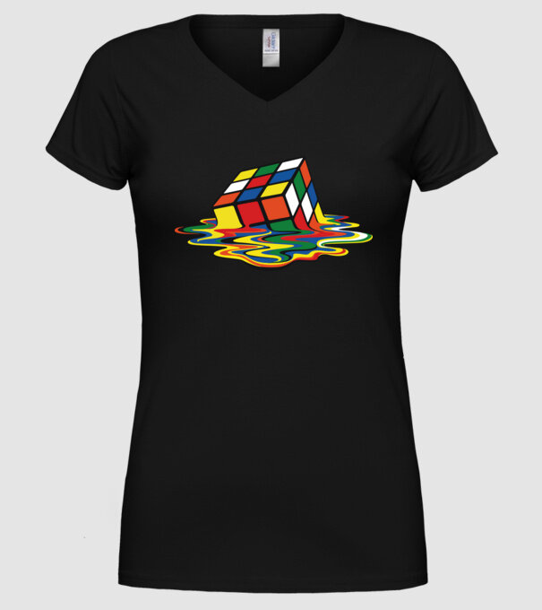 Melting Rubik model negru pe tricou