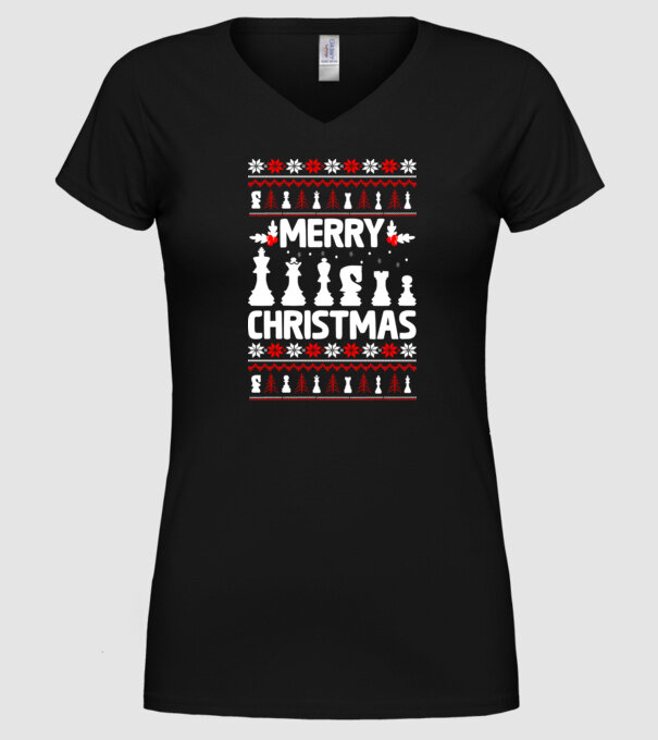 merry chessmass 2 model negru pe tricou