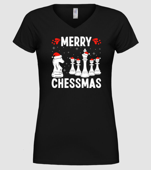 merry chessmass model negru pe tricou