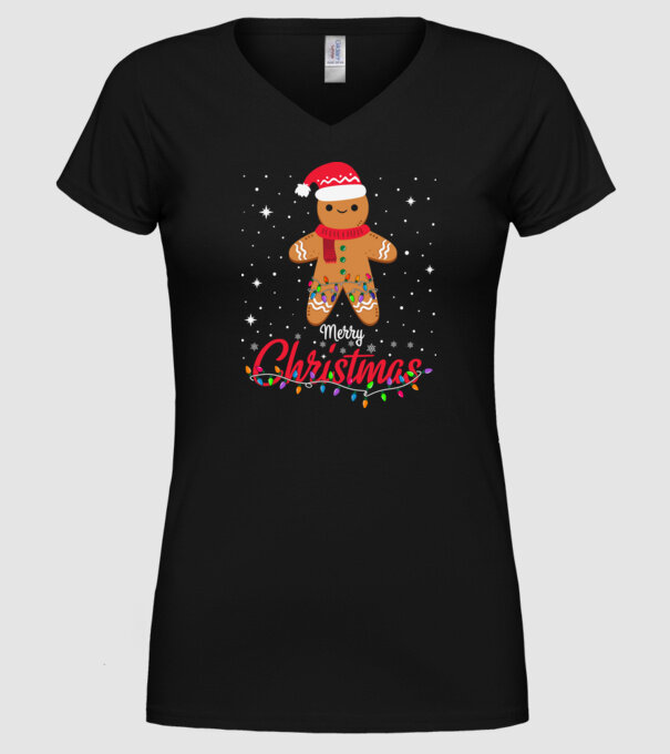 Merry christmas cookie model negru pe tricou