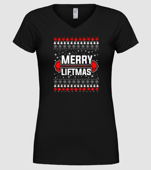 Merry liftmas 1 model negru pe tricou