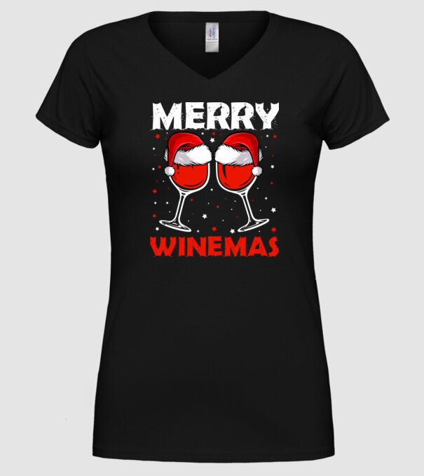 Merry winemas model negru pe tricou